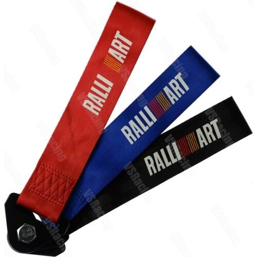 RALLIART Towing Rope Nylon Trailer Tow Ropes Racing Car Universal Tow Eye Strap Tow Strap Bumper Trailer For Mitsubishi Cars