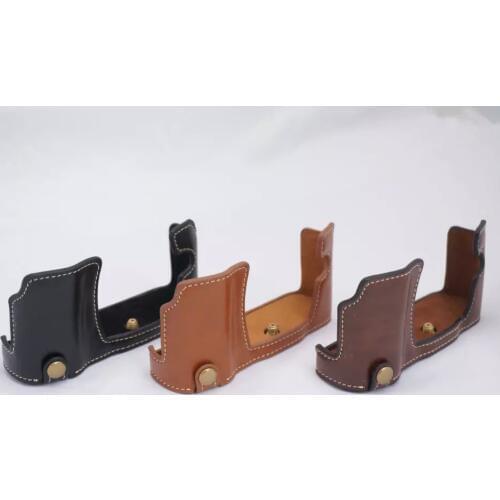 Camera Bag Case for Olympus EM10 E-M10 OM-D PU Leather Half Body Set Cover Black Coffee Brown With Battery Opening