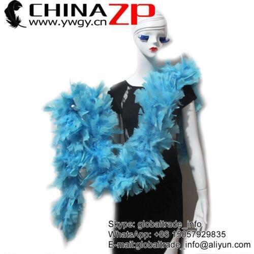 CHINAZP Feathers Retail Packaging Hot Sale 2 Yards 150 Gram Light Blue Dyeing Turkey Flat Boa Russian Dance Costumes