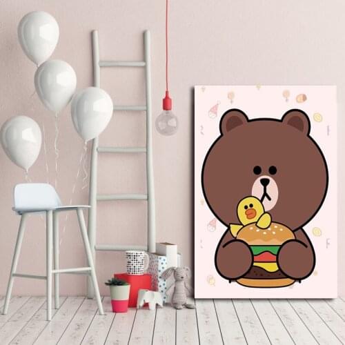 DIY colorings pictures by numbers with brown bear painting picture drawing painting by numbers framed Home