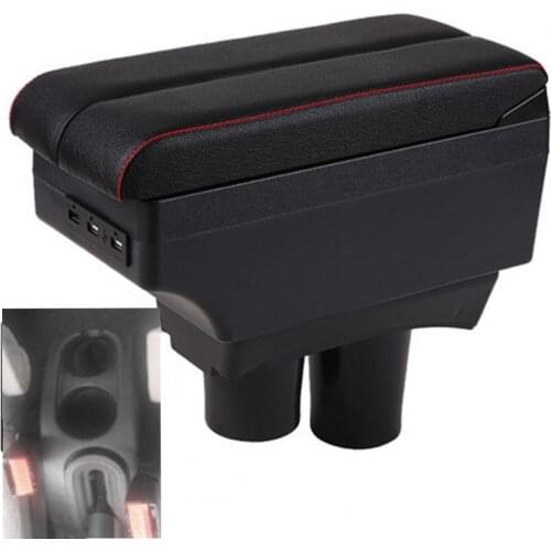 For Citroen C2 C3 armrest box USB Charging heighten Double layer central Store content cup holder ashtray accessories