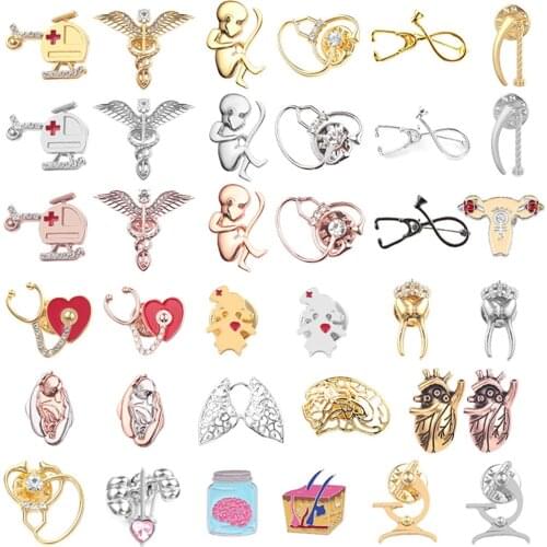 Enamel Organ Medical Pin Brooches Heart Uterus Capillaries Blood Gynecology Medicine Jewelry for Doctor Nurse Collar Lapel Pins