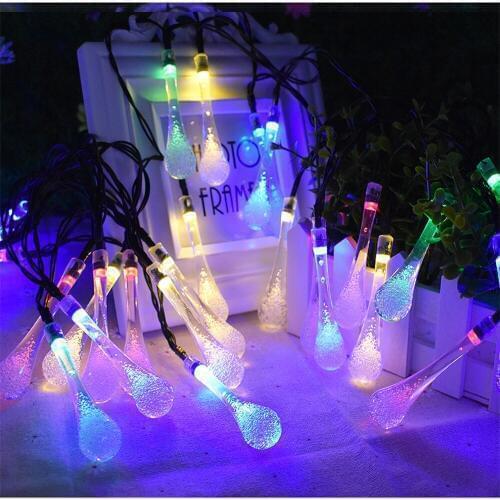 20/30/50/60LED Solar Light Water Drop Fairy String Light Outdoor Christmas Light Waterproof For Holiday Party Home Garden Decora