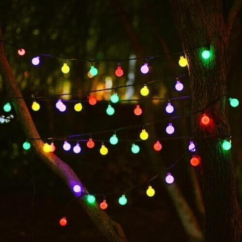 20/30/50/60LED Solar String Lights White Ball Outdoor Waterproof 8 Modes Fairy Lights Decorated Party Holiday Tree Garden Light