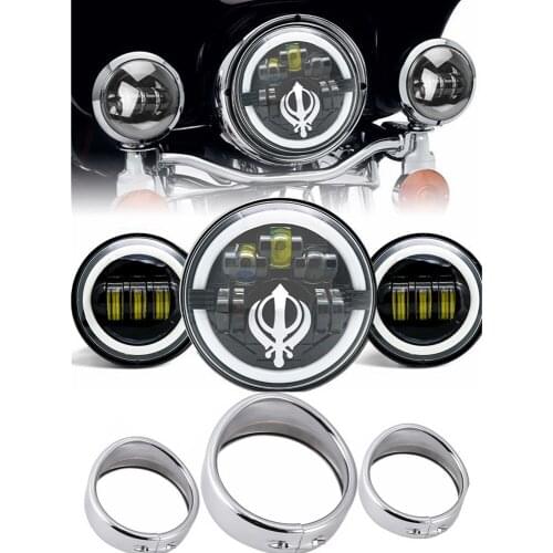 Headlight For Universal Motorcycle Parts 7" LED Motor Headlight 4.5" 4 1/2 inch Passing Light For Touring Softail Classic