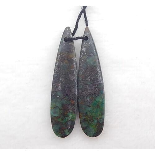 Natural African Turquoise Teardrop Earrings Beads, stone for earrings making, 40x10x4mm，5.2g