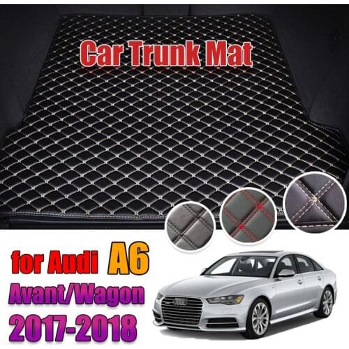Custom Leather Car Trunk Mats For Audi A6 2007-2018 Avant/Wagon Rear Trunk Floor Mat Tray Carpet Mud