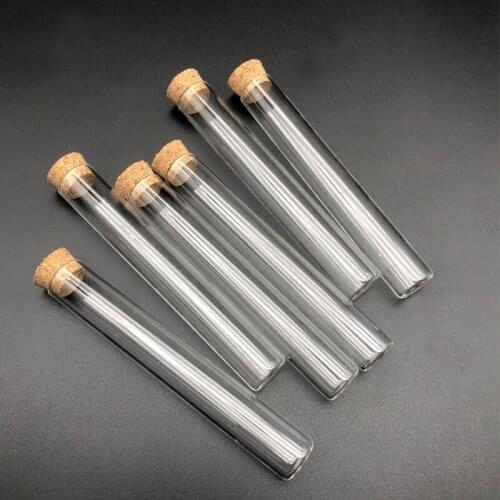 15x100mm Lab 10pcs/20pcs/50pcs/100pcs Thick Glass Test Tube with Flat bottom and Cork Stoppers For School Supplies