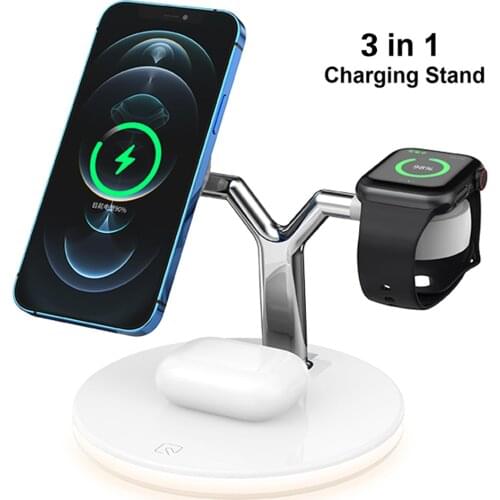 3 in 1 Magnetic Wireless Charger for Magsafe iphone 12 pro max mini Airpods Apple 15W Fast Charging Station Watch Chargers Stand