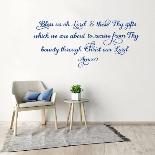 Bless us oh Lord and these Thy gifts amen Quote Kitchen Wall Decal Meal Prayer Lattering home decor Dining Room wallpaper DW3665