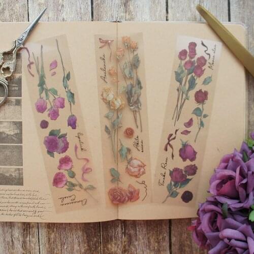6 Sheets Natural Rose Specimen PVC Sticker Scrapbooking DIY Gift Packing Label Decoration Tag