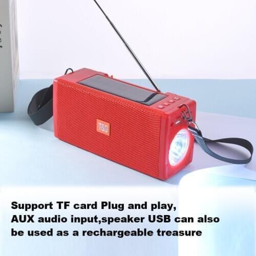 2020 new TG188 wireless solar charging outdoor multi-function FM radio stereo bluetooth speaker with LED flashlight, support TWS