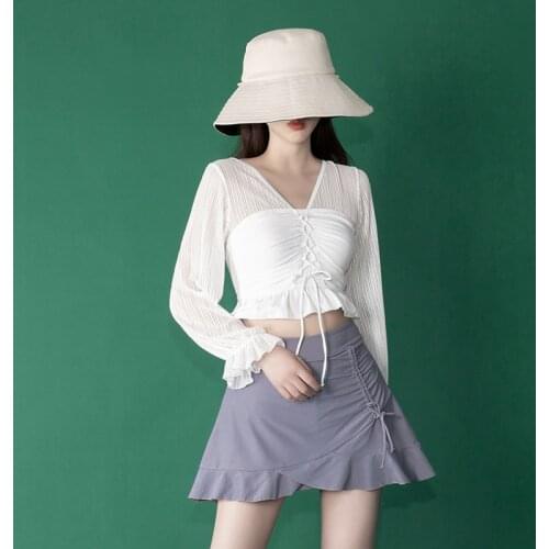 2021 New Korean Style Womens Bikini Set Padded High Neck Biquini High Waist Swimwear Swimsuit High Quality Beach Suit