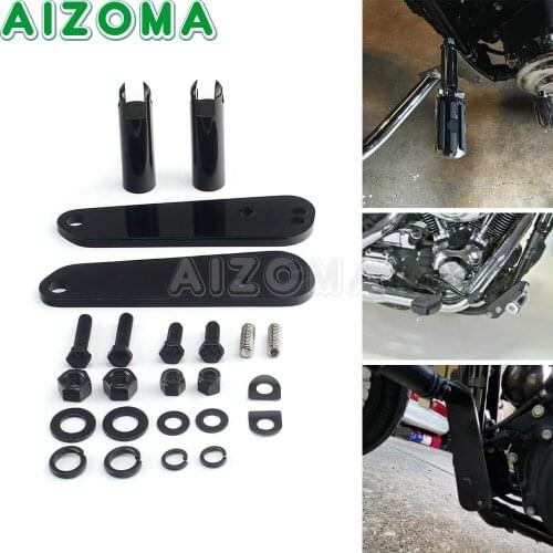 Cafe Racer Black Foot Pegs Footrest Footpegs Support Mount Kit For Harley Dyna Super Glide Street Bob FXD 91-17 Motorcycle Parts