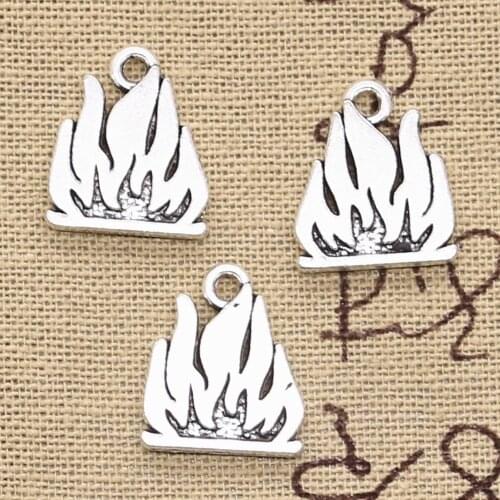 8pcs Charms Flames Fire 15x18mm Antique Pendant Fit Vintage Tibetan Silver Color DIY Handmade Jewelry