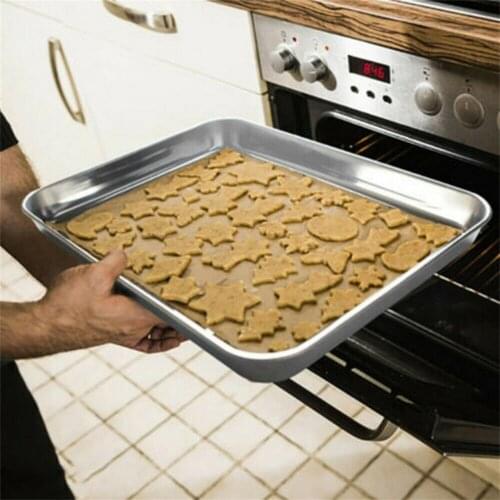 Stainless Steel Rectangular Grill Fish Baking Tray Plate Pan Sausage Dish Rectangle Fruit Plate Pizza Bread Tray Kitchen Supply