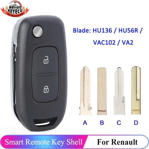 KEYECU 2 Button Flip Remote Control Car Key Shell Case for Renault Dacia Logan 2 Logan II 2018 2019 2020 Fob HU136 HU56 Blade