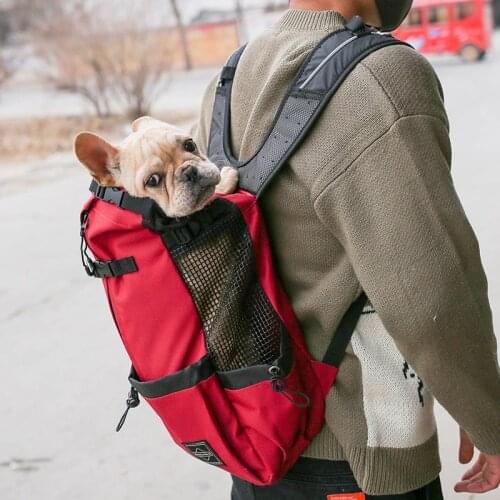 Adjustable Pet Outdoor Travel Backpack Hiking Cycling Reflective Carrier Bag For Dog French Bulldog Pug Breathable Carrying Bags