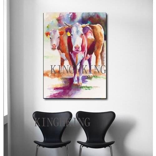 Hand-painted oil painting animals ox wall art photograph couple red adornment home sitting room the bedroom