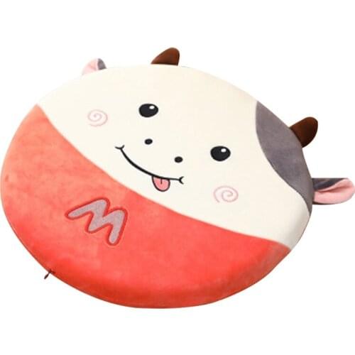 Cute Cow U-Shaped Plush Sleep Neck Protection Pillow Seat Chair Back Round Cushion for Children Adults Home Office Decor