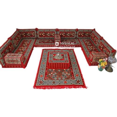 U Shape Arabic Floor Seating Sofa Majlis Cushions Oriental Jalsa Bench Area Traditional Arab Sofas Furniture
