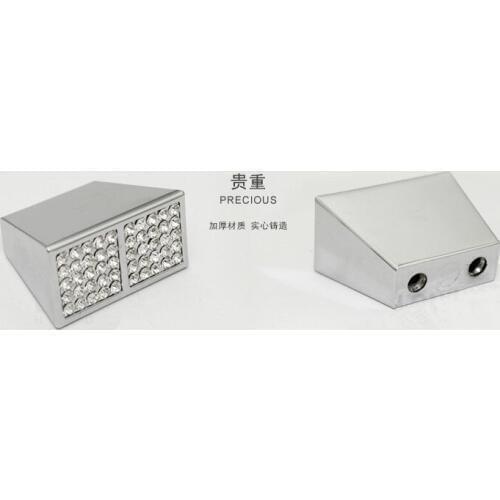 UNILOCKS 10Pcs C.C:16 mm Clear Crystal Handle With Zinc Alloy Chrome Metal Part