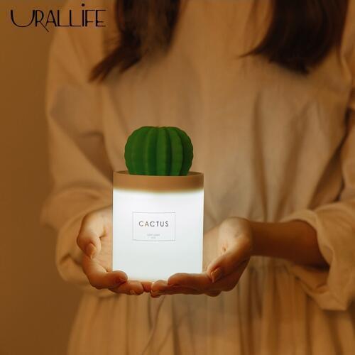 Urallife 280ML Mini Ultrasonic Air Humidifier Cactus Light USB Diffuser Home Office Car Purifier Air Diffuser Mini Mist Maker