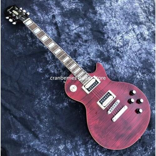IN STOCK,Grote Classic model electric guitars, mahogany body, Top quality,Tiger maple wine red guitar ,free shipping