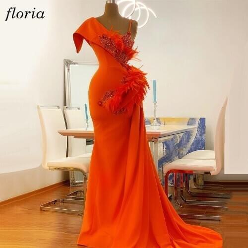 Orange Color Mermaid Evening Dresses 2020 Plus Size African Prom Dresses For Women Wedding Party Dresses Vestidos Formales