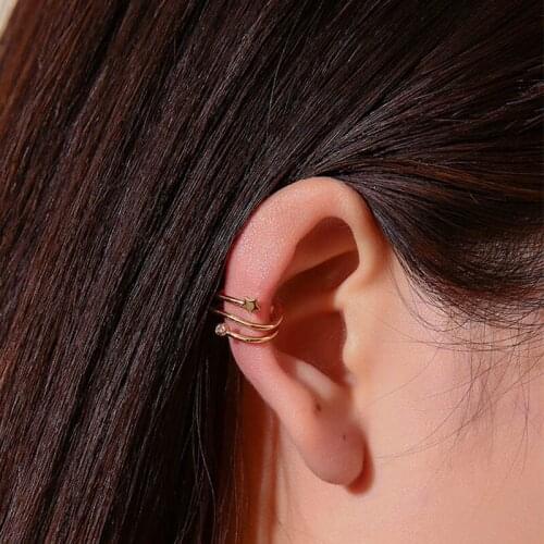 Korean Fresh Star Crystal Clip Earrings For Women Earing Without Hole Jewelry Fake Earrings Single Ear Bone Clip Earings A919