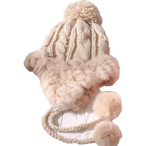 Winter Hat WOMENS Wool Cap Knitted Thermal Ushanka Earmuffs Hat Womens Winter Autumn And Winter Thick Northeast Cute