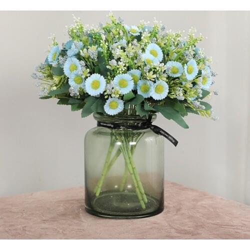 1pc 6 forks Daisy Simulation Bouquet Wedding Arrangement Floral Potted Artificial Silk Flowers Home Party Decoration Ornaments