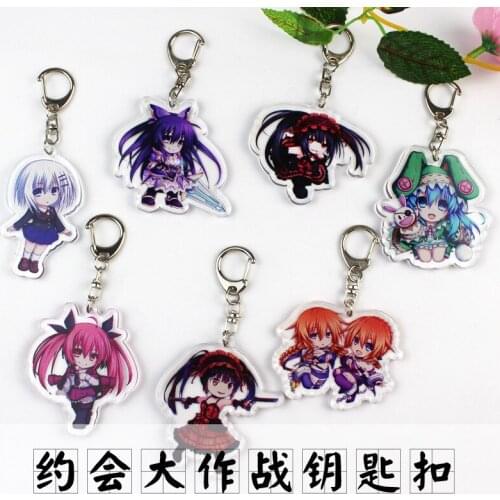 1pc Date A Live Tokisaki Kurumi Yatogami Tohka Itsuka Kotori Keychain Keyrings