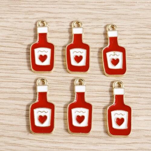 10pcs 10*22mm Alloy Enamel Drink Bottle Charms for Jewelry Making DIY Earrings Pendants Necklaces Bracelets Crafts Accessories