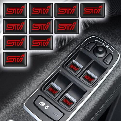 10pcs Epoxy 3D STI Logo Car Sticker Flags Emblem Decal Decorating For Subaru Forester Outback STI Emblem XV WRX BRZ Accessories