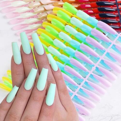 120pcs/Set Detachable Long Coffin Fake Nails French Ballerina Acrylic Stiletto Full Cover Artificial False Fingernail Tip GL1911