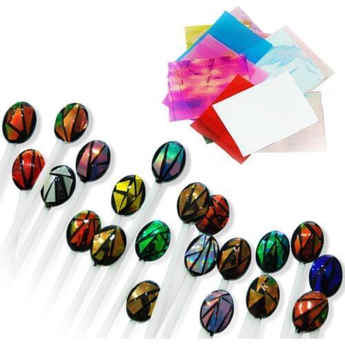 21 Colors/set Nail Art Decorations 3D Holographic Broken Glass Foils Finger Nail Art Mirror Stickers Glitter Stencil Decal
