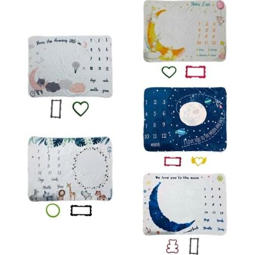 23GD 1 Set Baby Monthly Record Growth Milestone Blanket Newborn Photography Props Accessories Creative Background Cloth Infant
