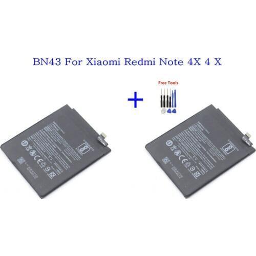2x 4100mAh / 15.8Wh BN43 / BN 43 Mobile Phone Replacement Battery For Xiaomi Redmi Note 4X 4 X + Repair Tools kit