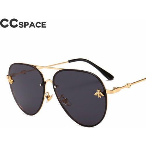 46023 Luxury Bee Pilot Sunglasses Women Fashion Shades Metal Frame Vintage Glasses Men Designer