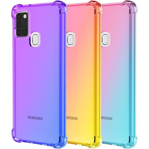 50pcs Air Cushion Corner Case Gradient Colorful TPU Shockproof Cover For Samsung Galaxy A02S A02 A12 A22 A32 A42 A52 A72 A82