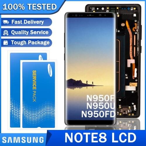 6.3'' Original LCD for SAMSUNG Galaxy NOTE 8 N9500 N9500F Super AMOLED Display + Frame Touch Screen Digitizer Repair Parts