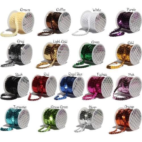 6mm 50yards round Sequin Trimming Ribbon Banding Lace Tape Sewing sequined ribbons for scrapbook diy craft handmade