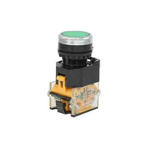 AC 230V 6A AC 400V 4A NO/NC 4 Terminals Green Momentary Pushbutton Switch