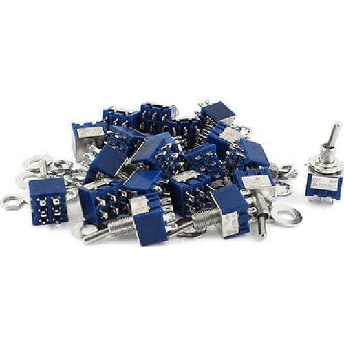 AC125V 6A DPDT ON-ON 2 Positions 6 Pin Latching Miniature Toggle Switch 20pcs