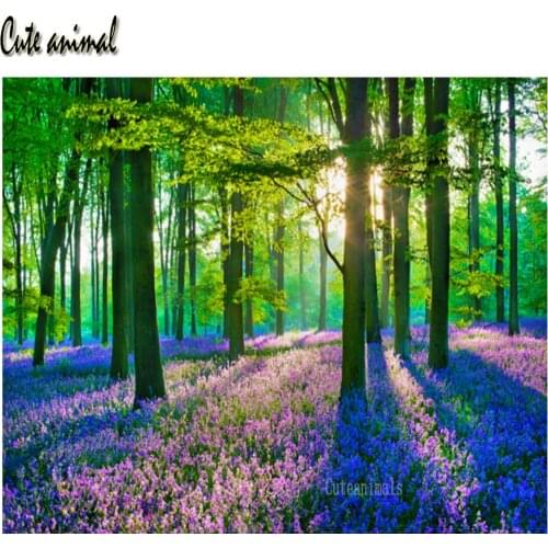 Diamond Embroidery Spring forest sunset flower landscape Rhinestones Diamond Painting Full Square Drill Diamond Mosaic Decor