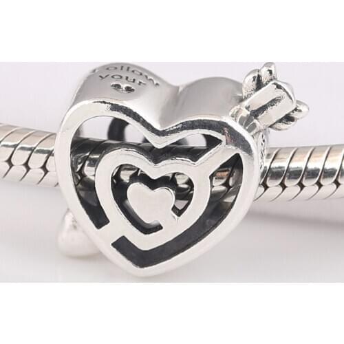 Authentic S925 Openwork Way To Love Bead Charm for Women Bracelet Bangle DIY Jewelry