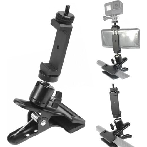 BGNing 360 Degree Rotating Ball Head Clamp Clip Holder w/ 1/4" Screw Tripod Mount for Gopro Hero Action Camera Flash Camcorder