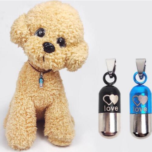 Anti-Lost Pet Identity Card Tube Dog Cat ID Tags Address Label Storage Capsule Love Letter Pattern Pet Supplies C42