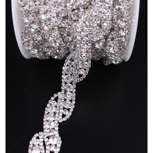Shiny Silver Handmade Rhinestone Chain Trim For Shoes Bags Garment Costume Crystals trim for Wedding Dress Belt Bridal Headpiece